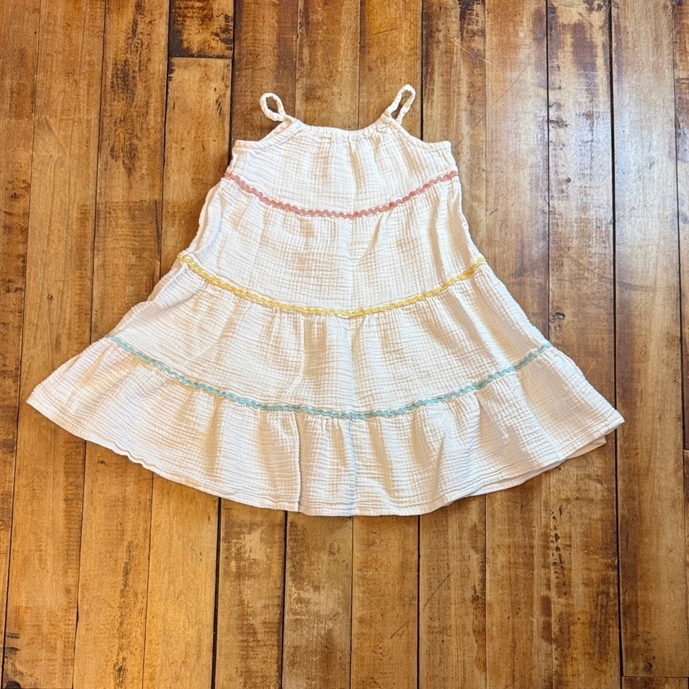 Old Navy Gauze dress 5T rainbow cream boho cotton spring summer Easter